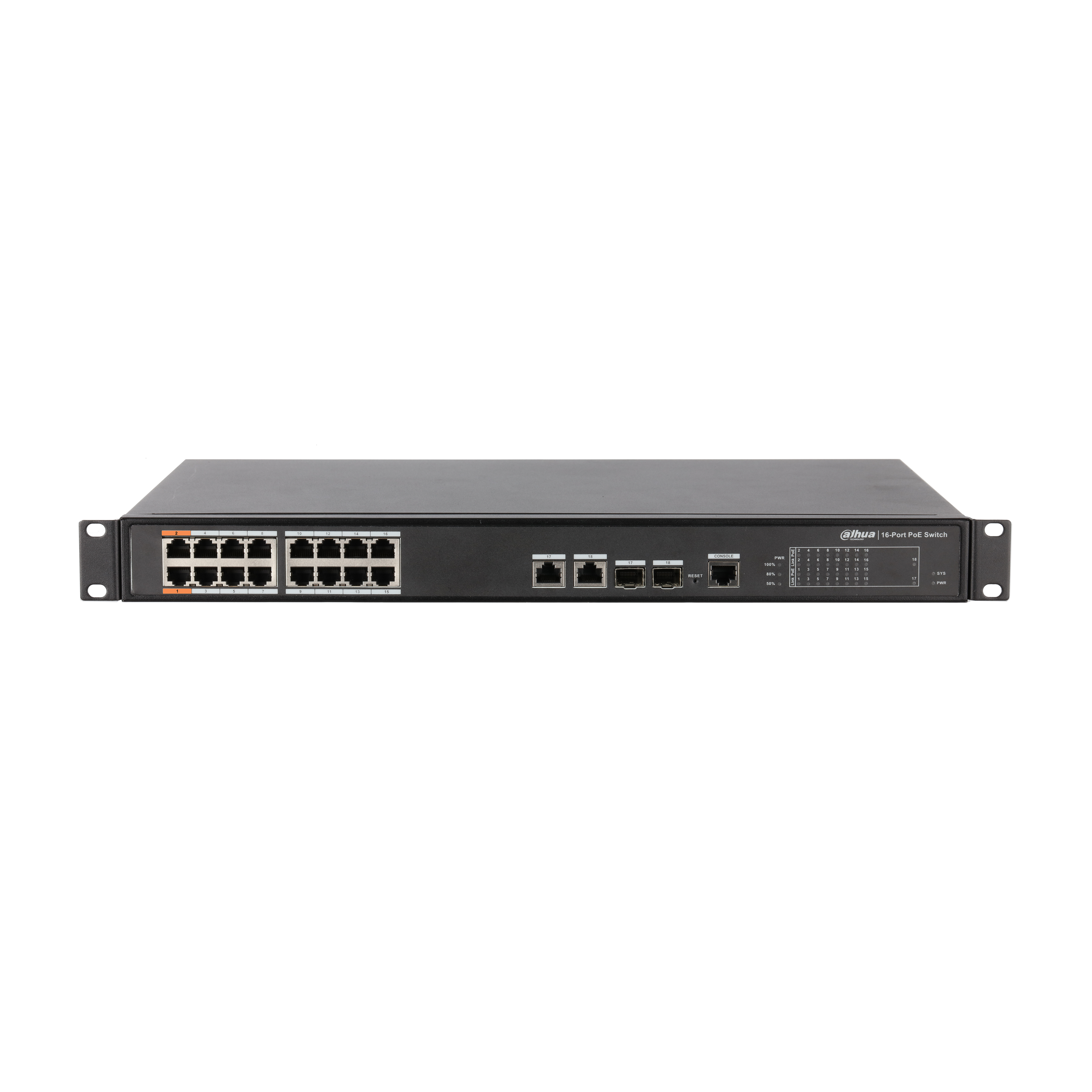 Dahua 16 Port layer 2 Management Switch, Hi-Poe (60W), PoE+,Total 190W