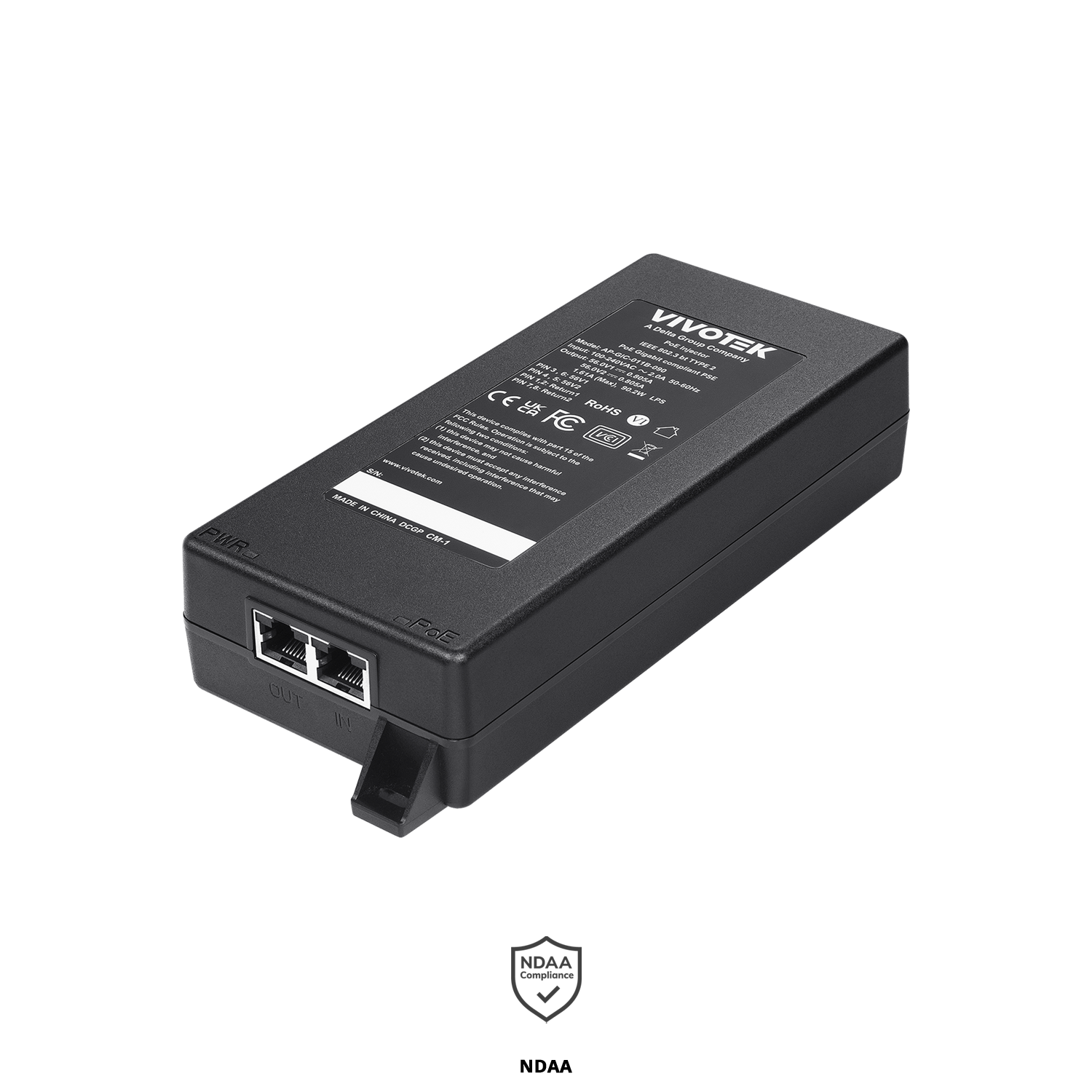 Indoor  IEEE802.3bt 90W Gigabit UPoE Injector