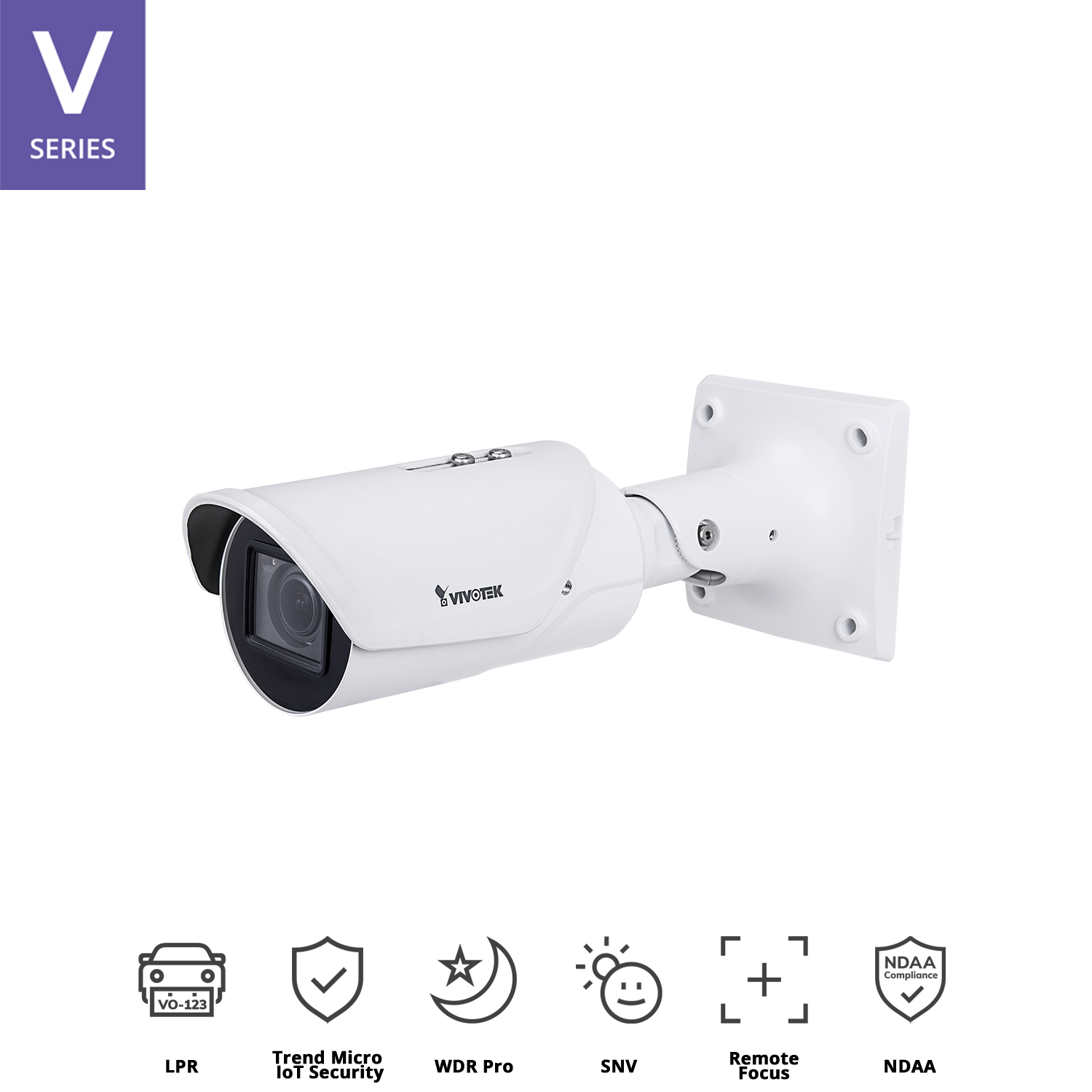 Embedded LPR+ Bullet Camera, Black/White list, Wiegandoutput, 5MP, 30fps, IR, H.265/H.264/MJPEG, f2.7 ~ 13.5 MotorizedLens, P-iris, D/N, make, model, colour, direction and type of the car.