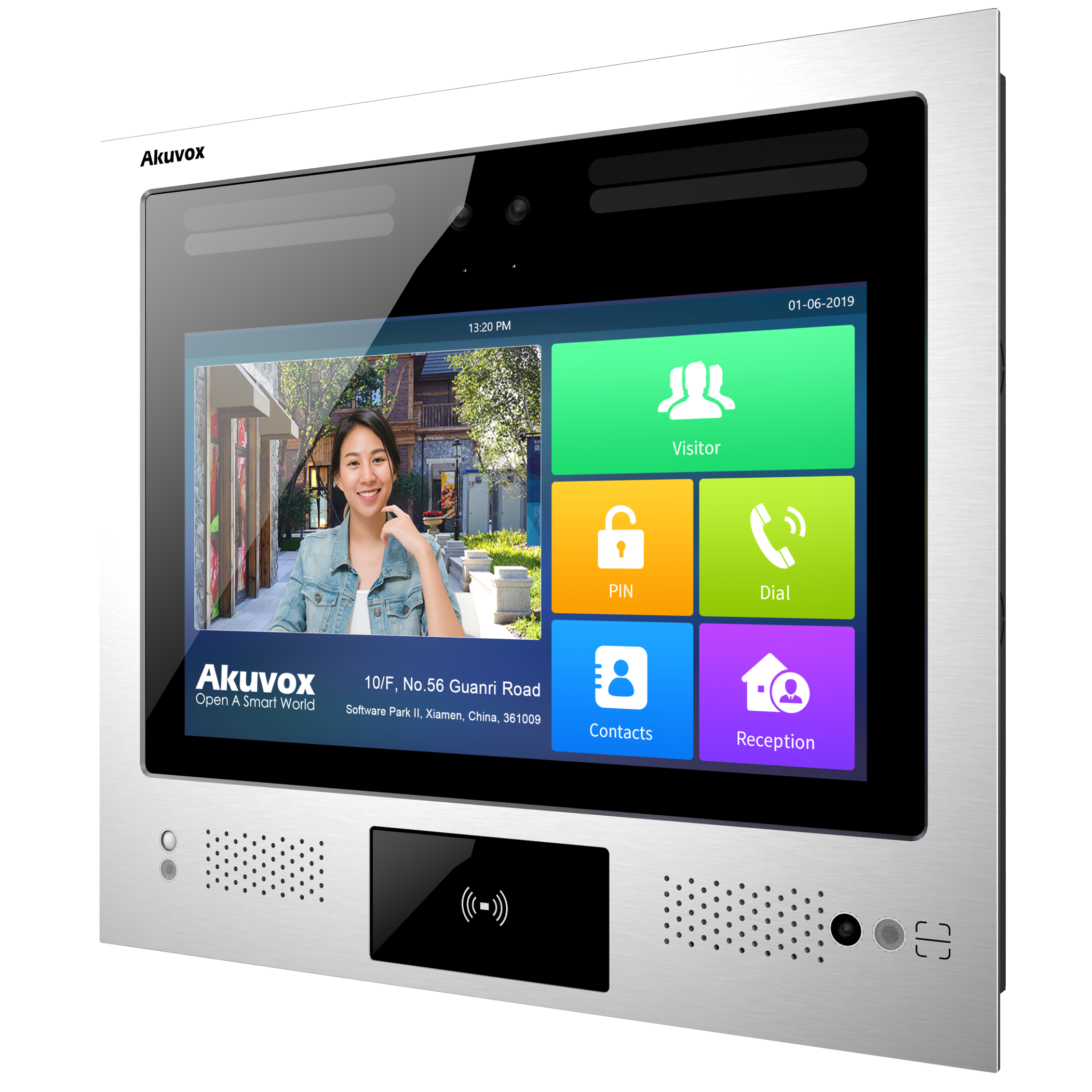 Video door phone, starlight camera, HDR, Android 9.0, facial recognition, typically used in high-end apartment buildings and office buildings, Extra installation bracket required