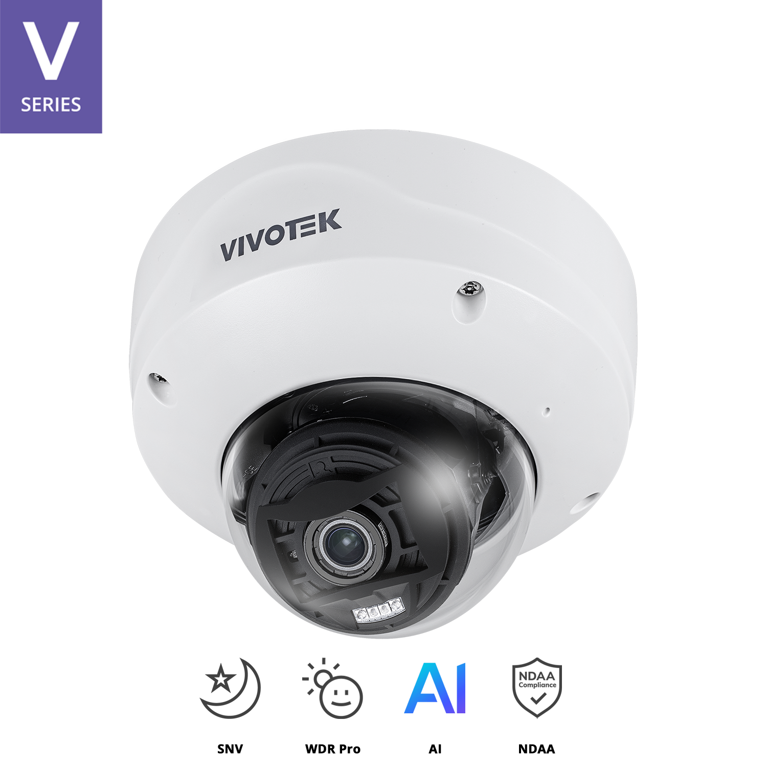 Indoor Dome, 5M 30fps, H.265/H.264/MJPEG, f2.7 ~ 13.5 Motorized Lens, P- iris, IR 50m, SNV, WDR PRO, Smart Stream III, PoE/DC12V, I/O 2/2, Two-way Audio, MicroSD/SDHC/SDXC, Working Temperature: -10°C ~ 45°C (14°F ~ 113°F)