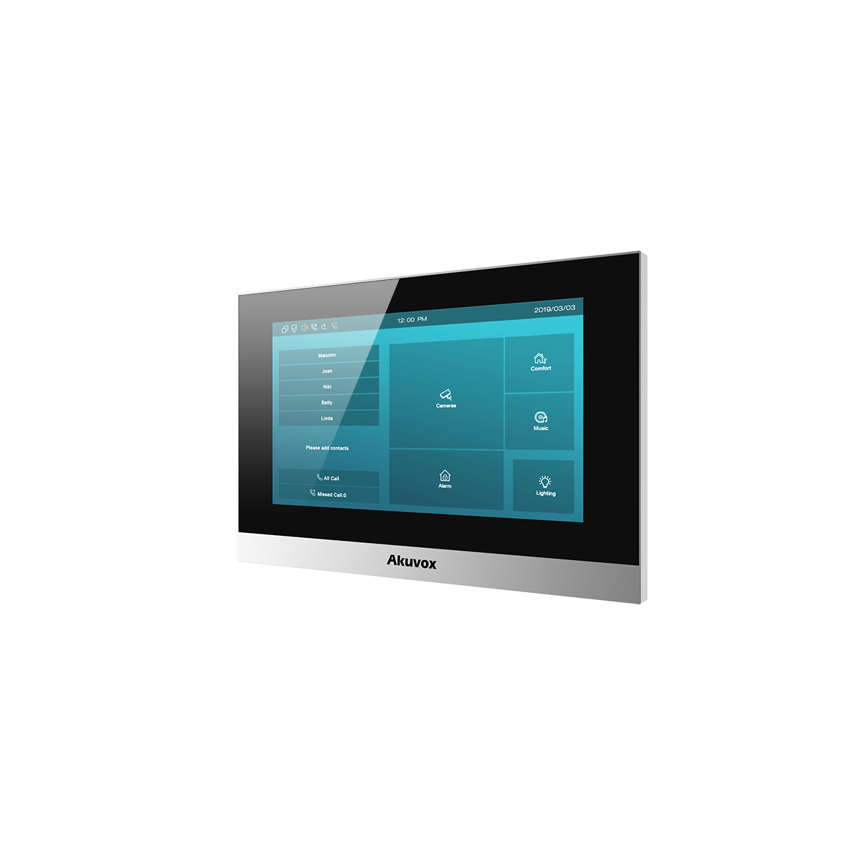 7'' Linux 2-Wire indoor monitor, slim body, fits into limited space, two-way audio, SIP standard, PoE or external source