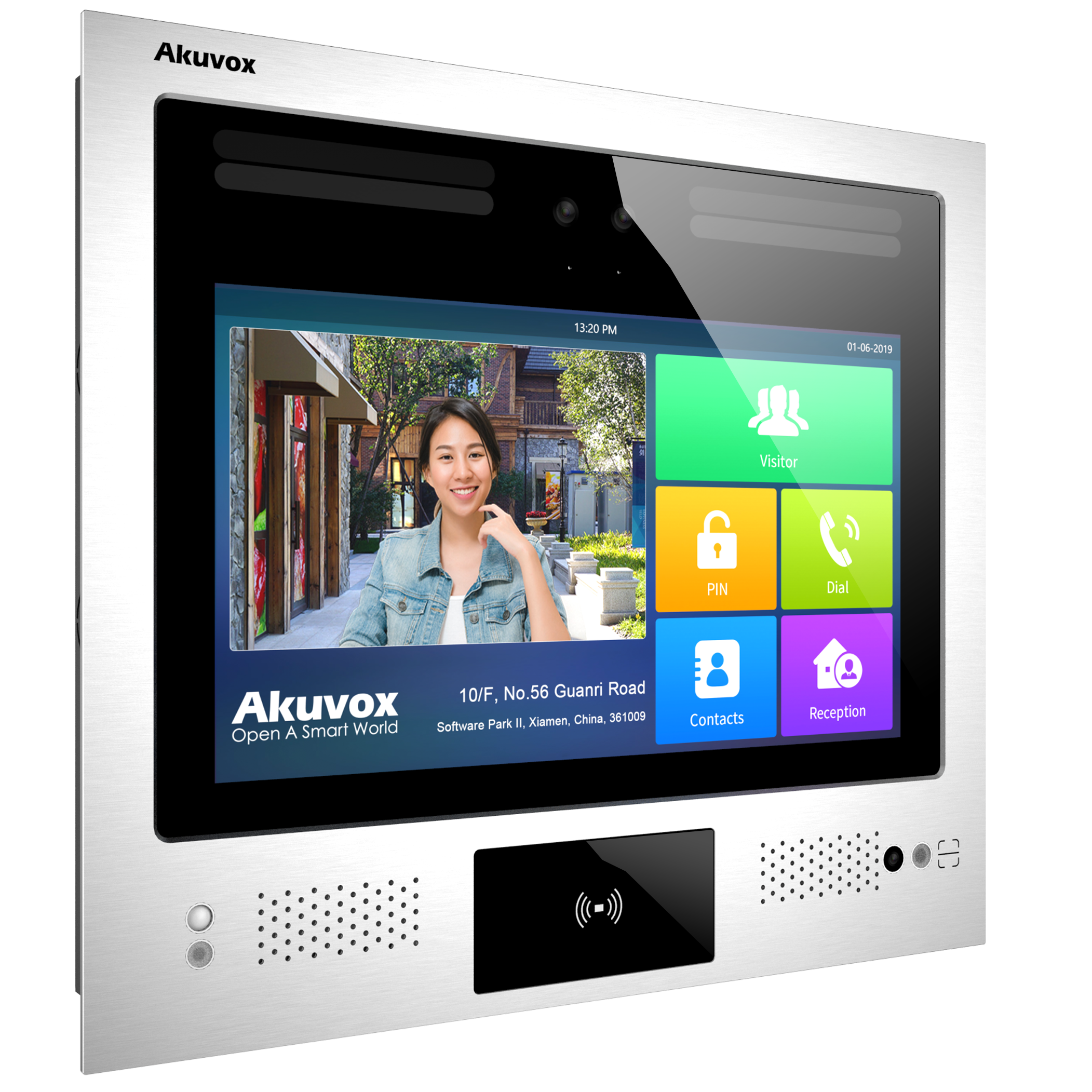 Video door phone, starlight camera, HDR, Android 9.0, facial recognition, typically used in high-end apartment buildings and office buildings, Extra installation bracket required