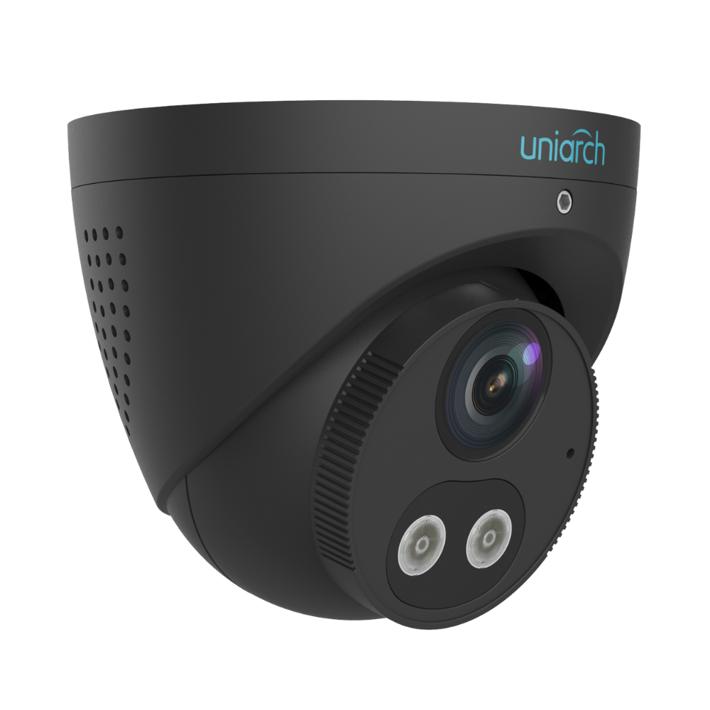 Uniarch AiOC (All-in-One-Camera) 5MP Turret Black, Min. illumination 0.003lux, Smart intrusion prevention, powered by ColorHunter technology, 2.8mm fixed lens, 30M IR, 120dB WDR,  support 256 GB Micro SD card, Built-in-Mic & Speaker, IP67