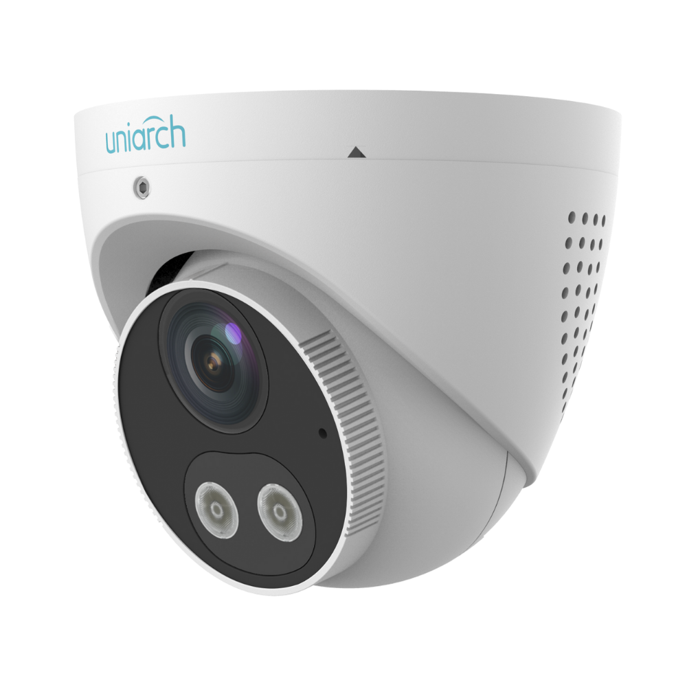 Uniarch AiOC (All-in-One-Camera) 8MP Turret, Min. illumination 0.003lux, Smart intrusion prevention, powered by ColorHunter technology, 2.8mm fixed lens, 30M IR, 120dB WDR,  support 256 GB Micro SD card, Built-in-Mic & Speaker, IP67