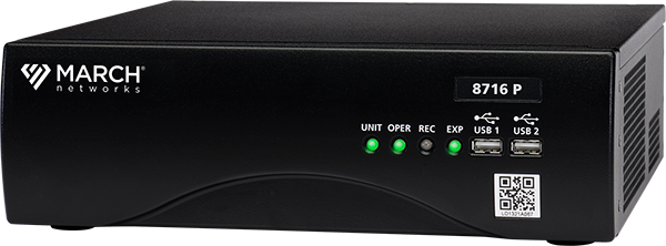 8716 P - 8 analog channel, 30 FPS per analog channel, recorder with 8 port POE module supporting up to 16 channels (analog or IP). Recorder comes complete with all I/O and 2x16TB (32TB) of storage.