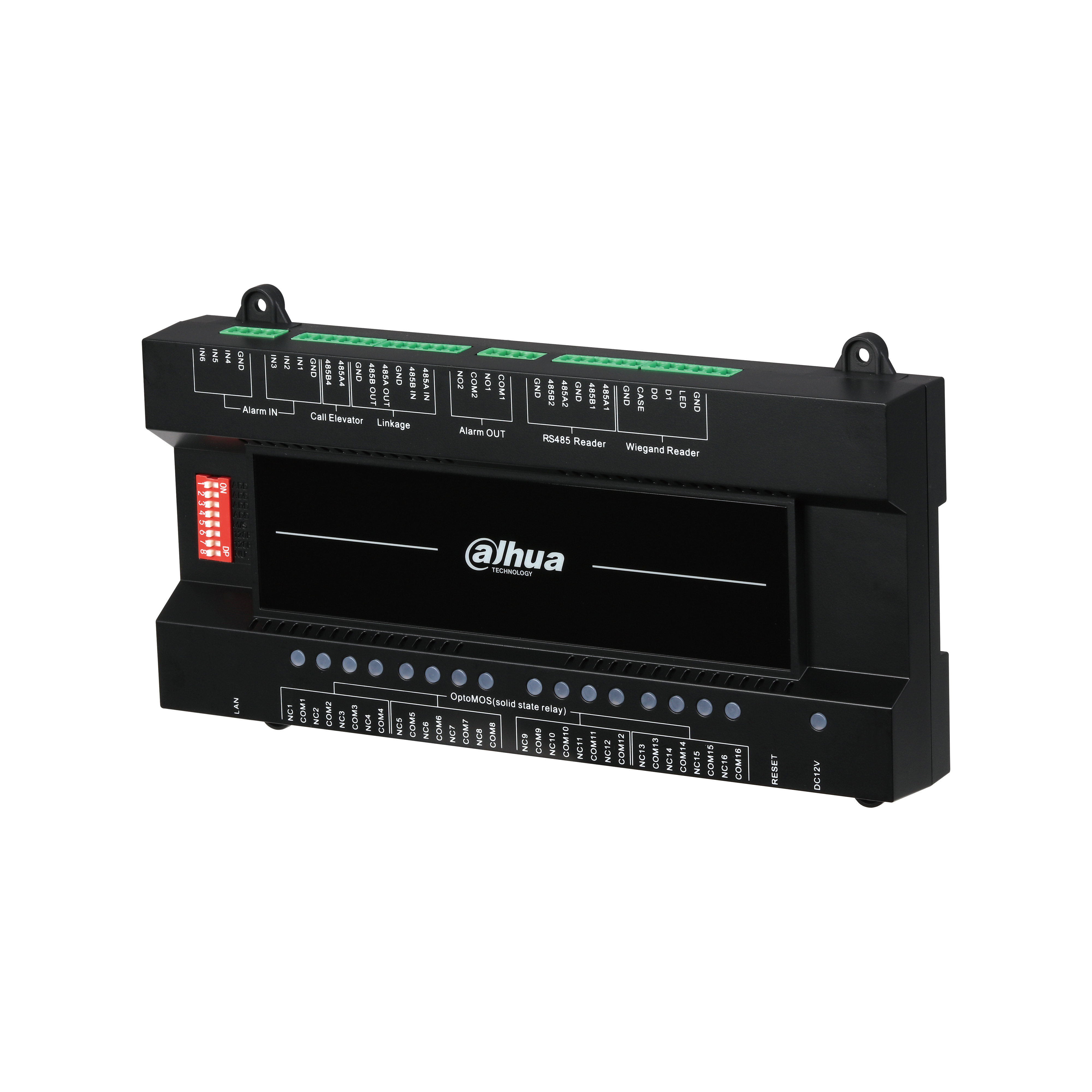 Dahua Lift Controller connects up to 1 Wiegand reader and 2 RS485 readers, Support 8 cascading, up to 128 floors permission control