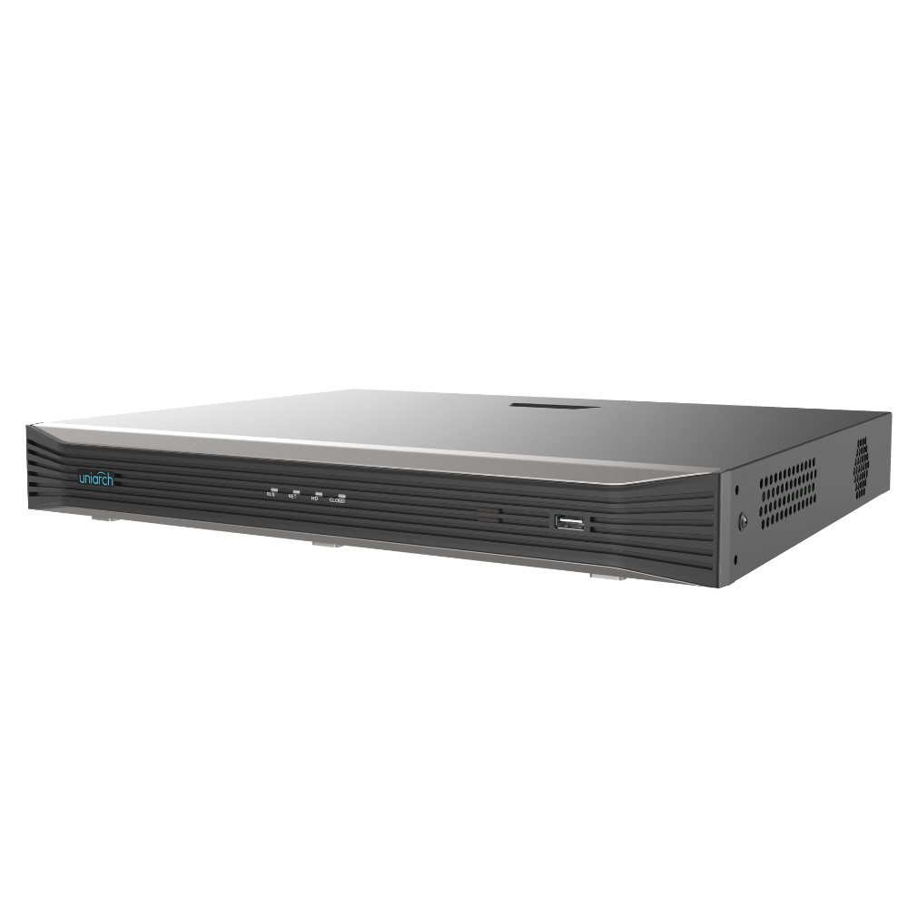 Uniarch 16-ch 2-SATA Ultra 265/H.265/H.264 NVR, 16 PoE ports, up to 2*4K@30 recording, 2 SATA HDD up to 10TB each, bandwidth I/O: 160/64Mbps, support 1-ch HDMI, 1-ch VGA,  support cloud upgrade