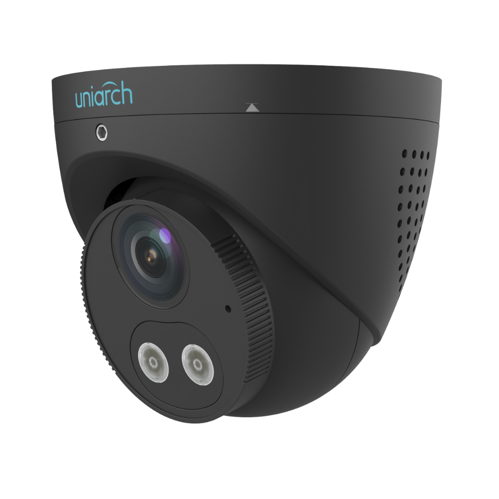 Uniarch AiOC (All-in-One-Camera) 5MP Turret Black, Min. illumination 0.003lux, Smart intrusion prevention, powered by ColorHunter technology, 2.8mm fixed lens, 30M IR, 120dB WDR,  support 256 GB Micro SD card, Built-in-Mic & Speaker, IP67