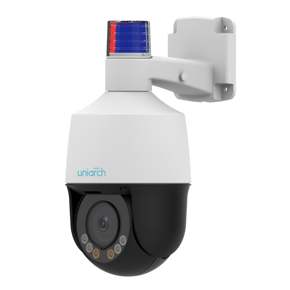 Uniarch Active deterrence camera, 5MP with 4X optical zoom, smart intrusion prevention, LightHunter, Min. illumination 0.003Lux, Built-in-Mic & Speaker,support 256 GB Micro SD card, Smart IR, up to 50M IR distance, IP66 and 2KV surge prevention