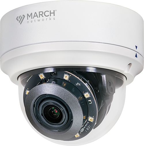 ME6 Outdoor IR Dome - 3.6-11mm Motorized Lens, Security Analytics, 6MP HDR, 3-Axis Gimbal, POE, 12VDC, 24VAC, LBR H.264, IK10, IP66, Alarm I/O, Audio I/O.