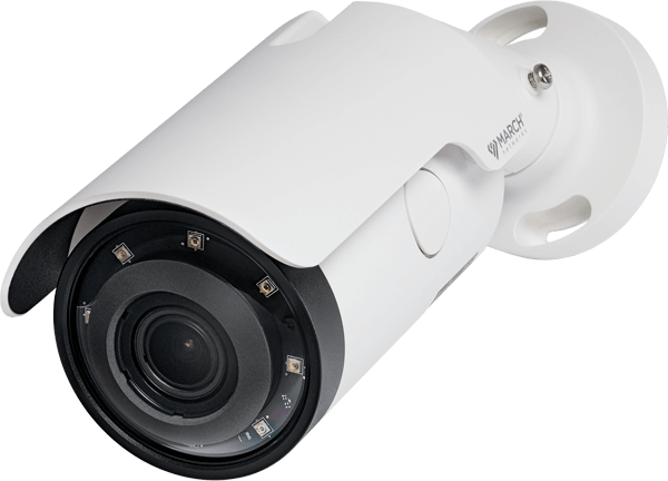 ME8 IR Dura-Bullet - 3.6-11mm Motorized Lens, Security Analytics, 4K 8MP HDR, IK10, POE, 12VDC, 24VAC, LBR H.264, Alarm I/O, Audio I/O.