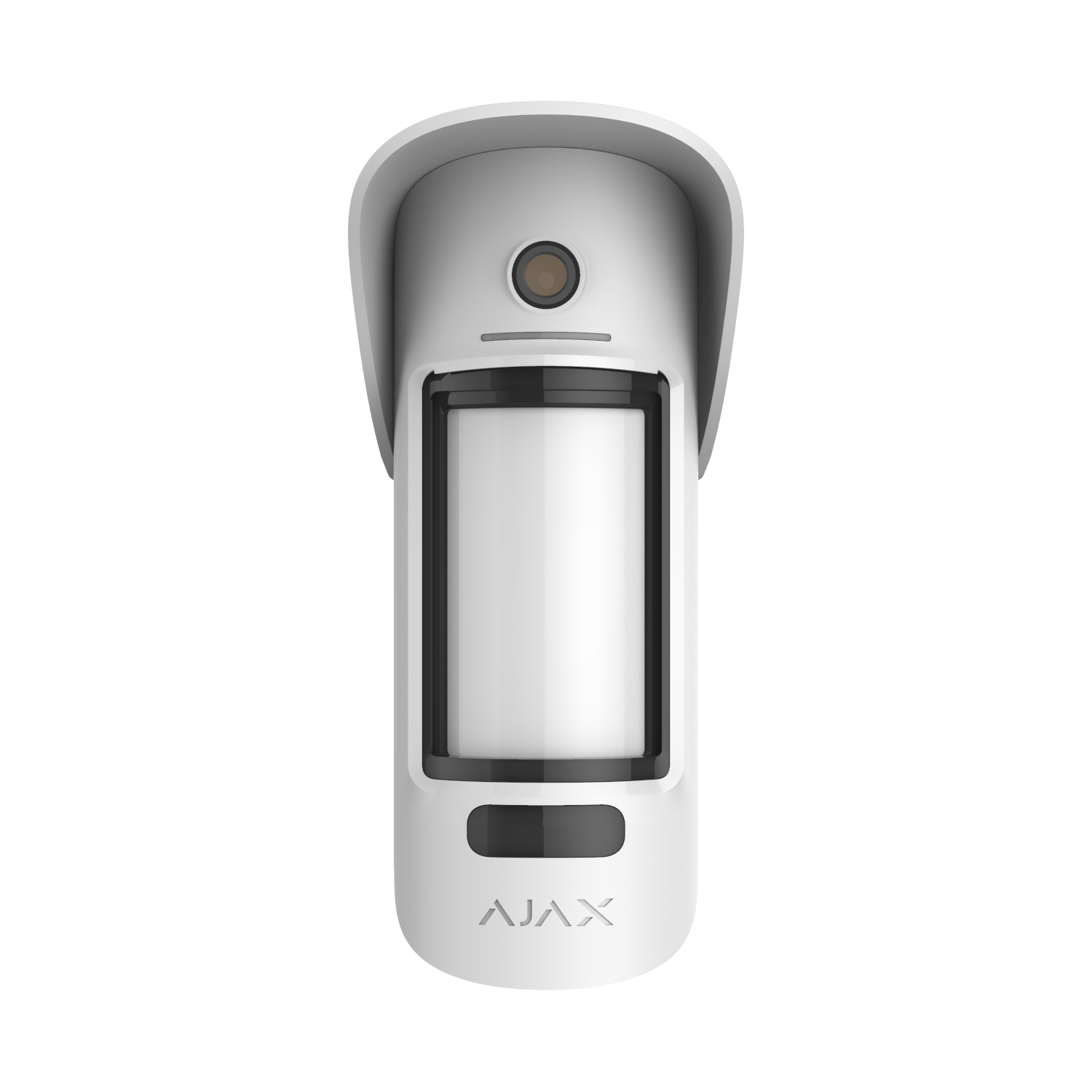 MotionCam Outdoor, Wireless outdoor motion (with hood) detector with visual alarm verification, anti-masking, and pet immunity.