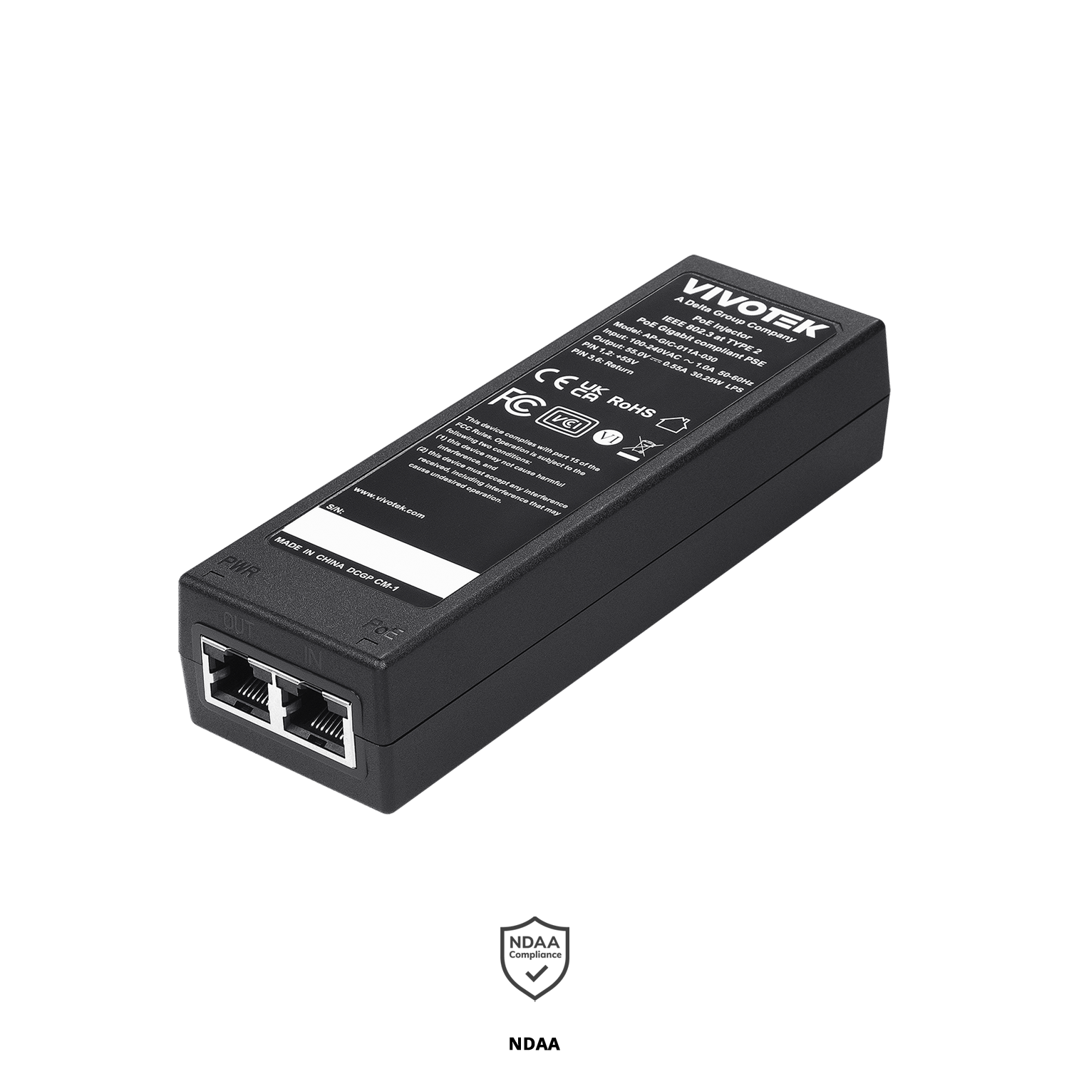 Indoor IEEE802.3at Gigabit PoE  Injector