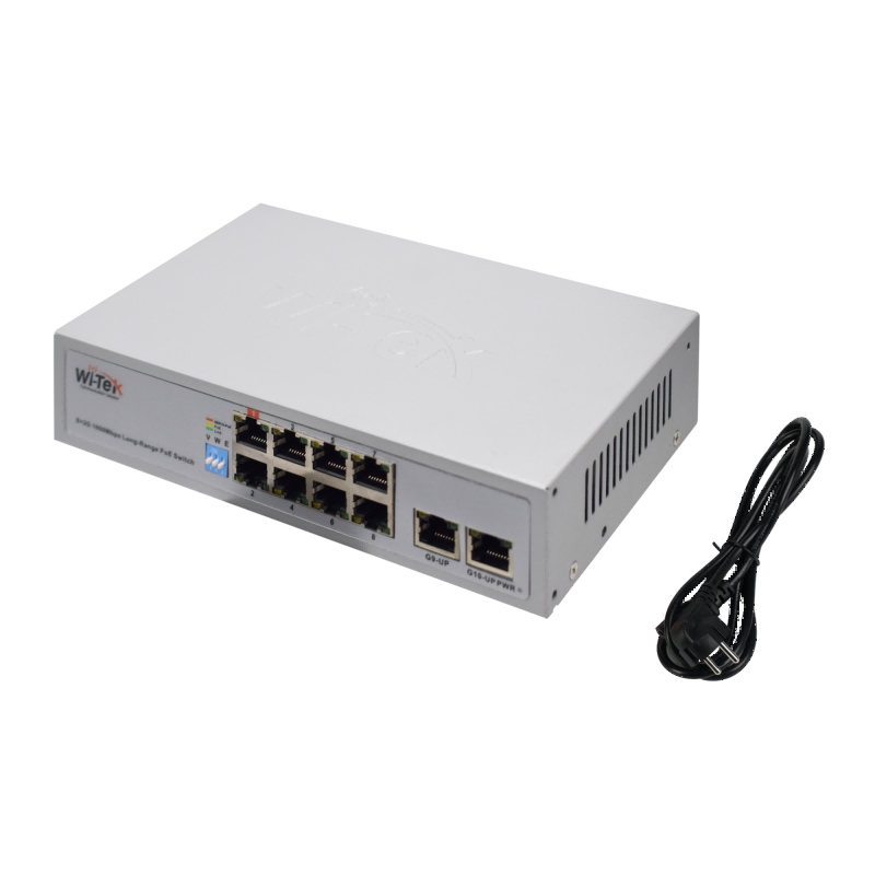 Wi-Tek 8FE+2FE uplink 250m Long Range PoE Switch with 8Port PoE