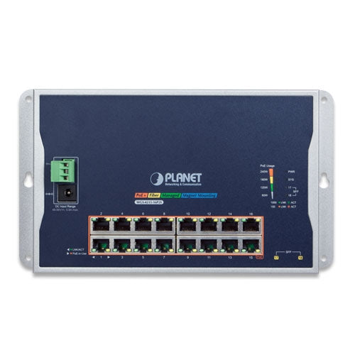 Industrial 16-Port PoE+ Wall-mounted Managed Switch