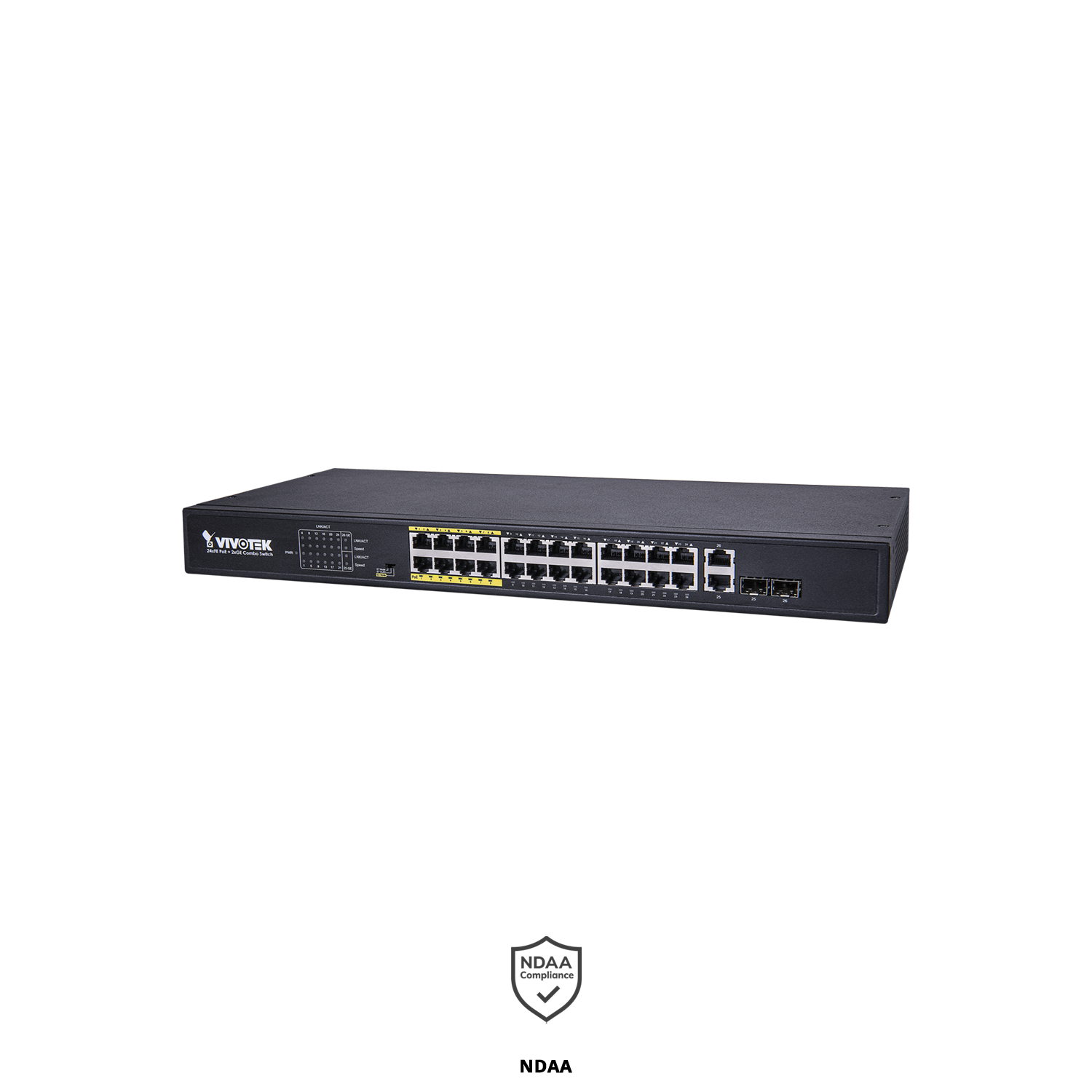 24xFE PoE + 2xGbE combo unmanaged switch