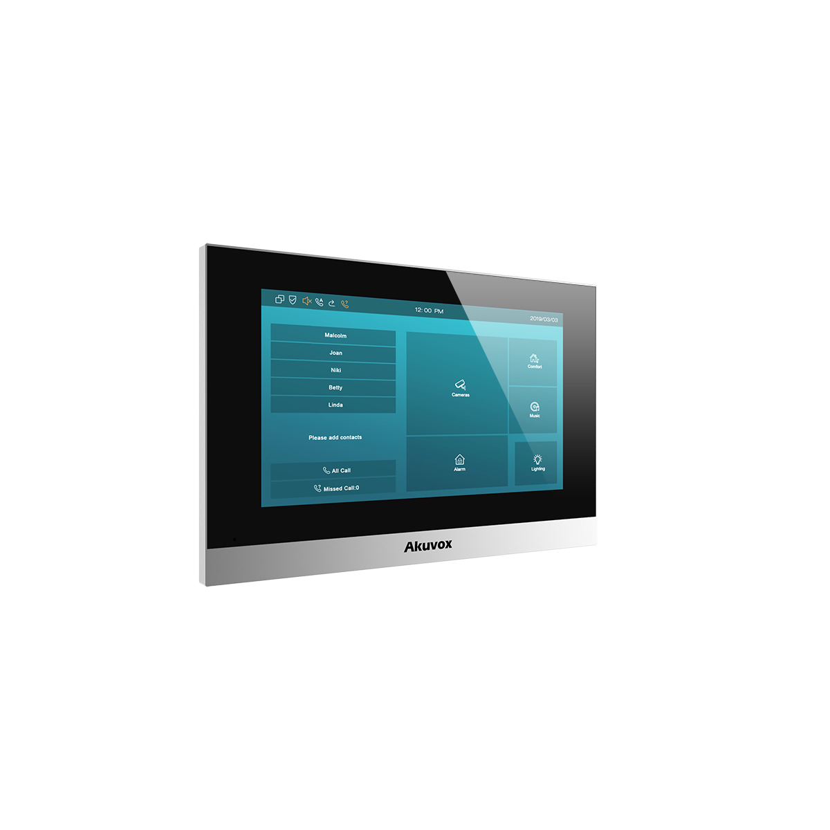 7'' Linux 2-Wire indoor monitor, slim body, fits into limited space, two-way audio, SIP standard, PoE or external source