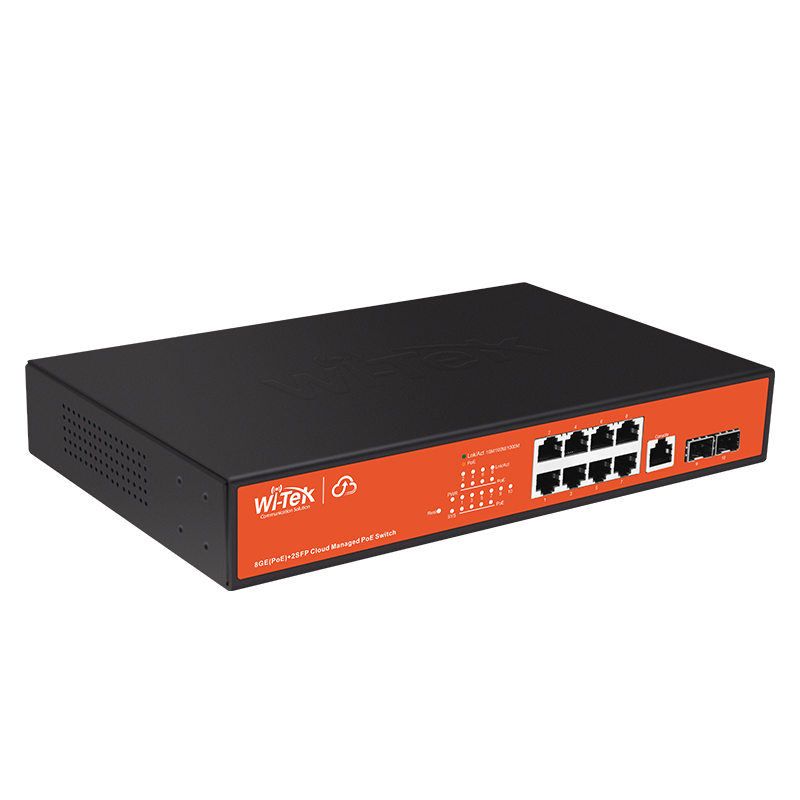 Wi-Tek 8GE+2SFP Full Giga 802.3af/at Cloud L2 Managed PoE Switch with 8Port PoE