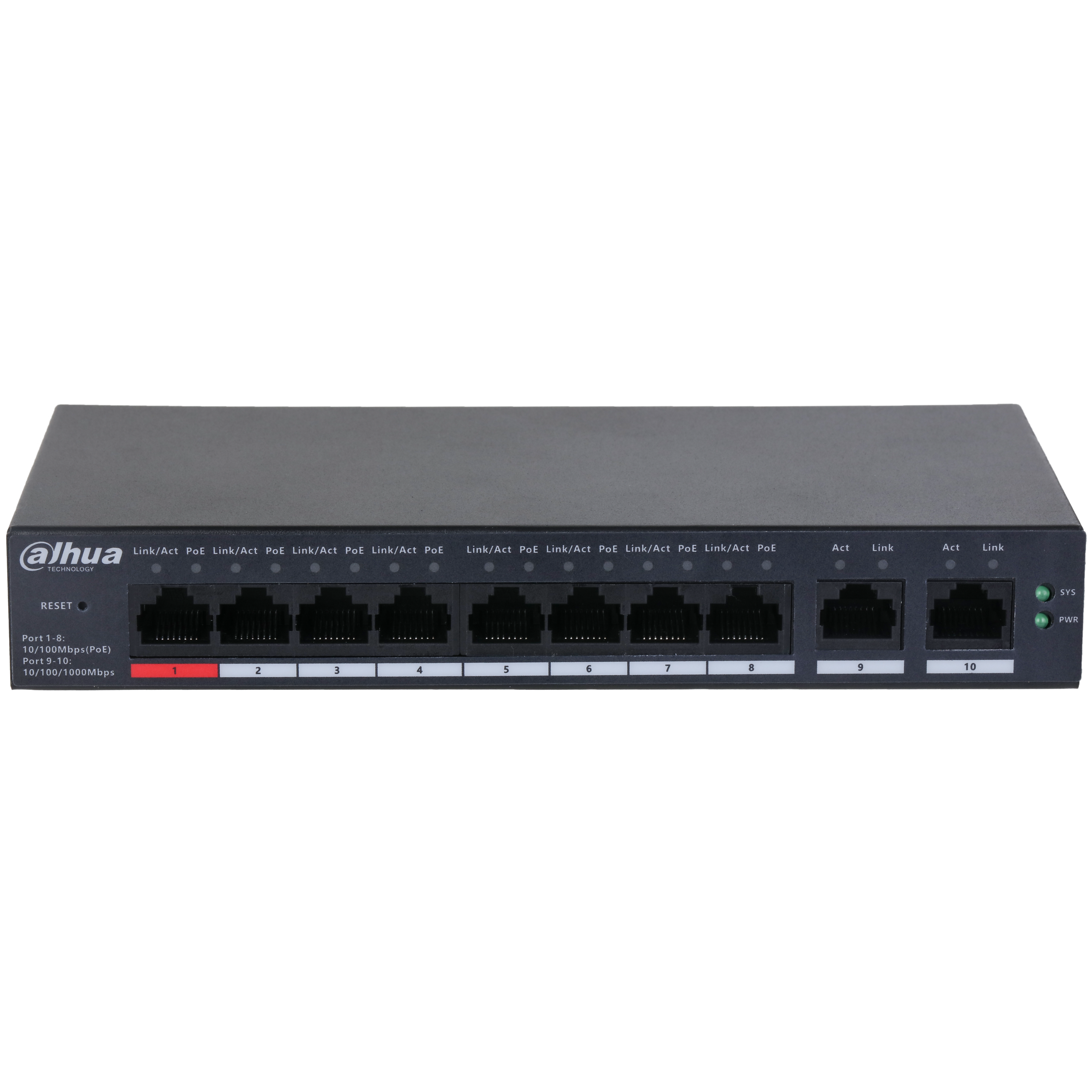 10-Port Cloud Managed Desktop Switch with 8-Port PoE