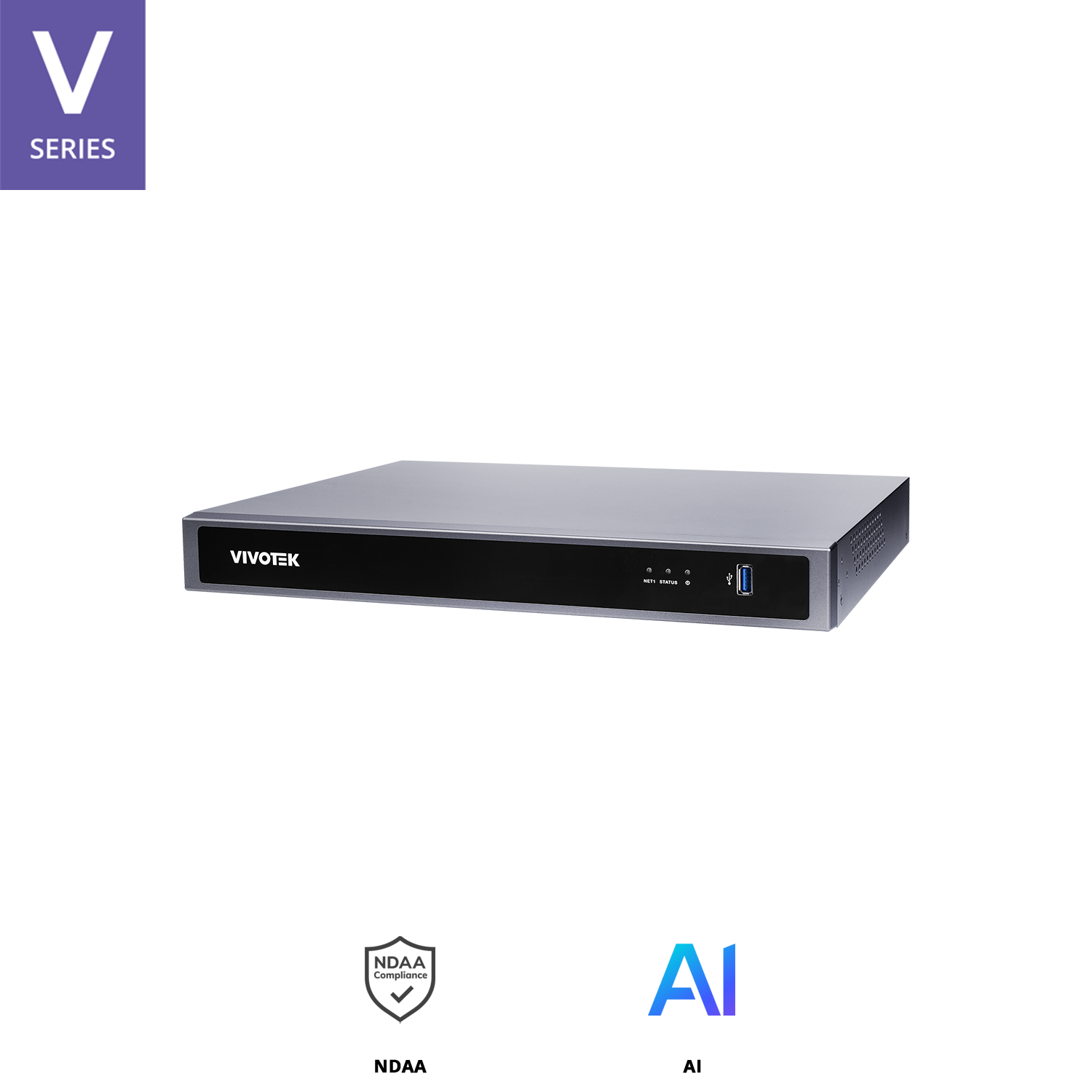 H.265, 16CH, 1 HDMI+1 VGA, 1080P @ 480 fps, 4K display, 4/1 alarm in/out, 2 HDD, RAID 0/1/5, 2 LAN(Giga), 16 PoE 802.3at/af 200W, Core+ AI