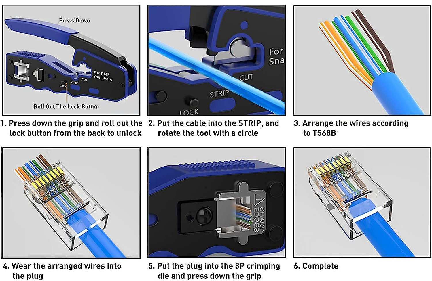 RJ45 Network Crimp Thru Tool