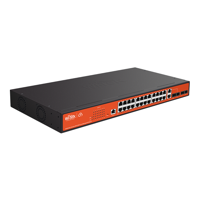 Wi-Tek 24GE+2Combo SFP+2SFP Full Giga 802.3af/at Cloud L2 Managed PoE Switch with 24Port PoE