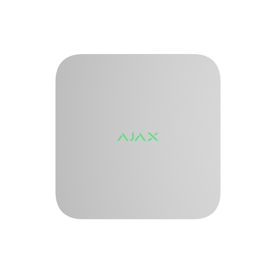 AJAX 8ch white NVR up to 8 channels in 4K resolution (25/30 FPS), ONVIF (Profile S/T), RTSP, HDD capacity up to 16TB (SATA 3.5''), bandwidth up to 100Mbps, HDD NOT included in this NVR.